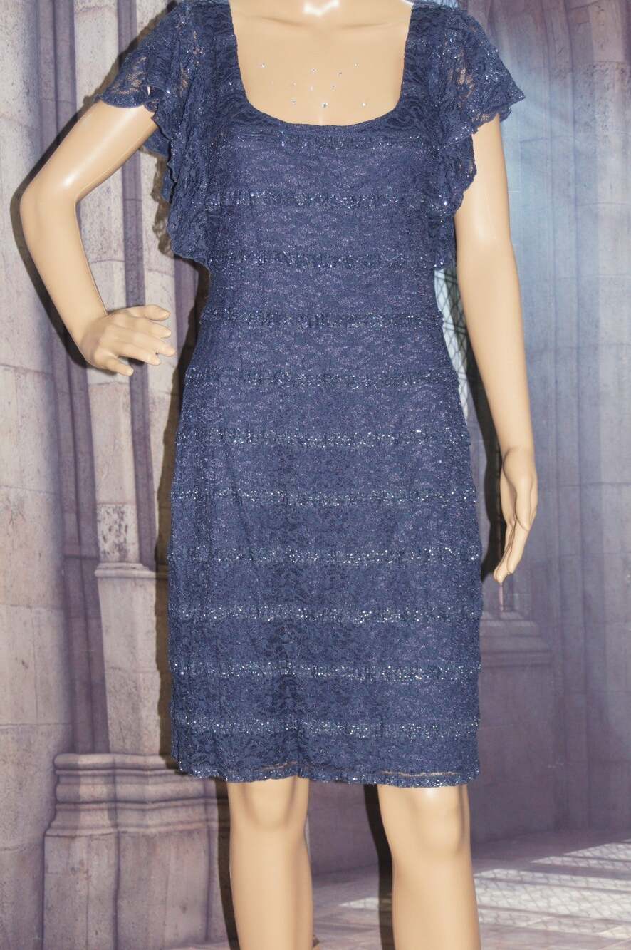 Guess Los Angeles Navy Blue Lace Body Con Dress size 12